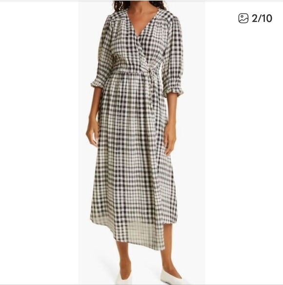 EUC Apiece Apart Lucinda Plaid Cotton Asymmetrical Midi Wrap Dress Size S - Picture 6 of 6